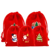 Red Velvet Christmas Sack Drawstring Bags Pouch-Xmas Party Wrap Present Gift Bag