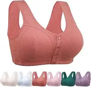 [Generic] Front Fastening Bras for Women Plus Size Full Coverage Non Wired Everyday Bras Sexy Front Button Shaping Cup Adjustable Shoulder Strap Breathable Comfort Bras
