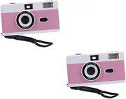 jojofuny 2pcs Reusable Film Camera Built Flash Vintage Design Material for Use for Friends