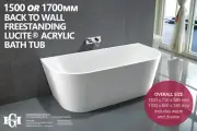 QLD Elivia Fibreglass/Acrylic 1400 1500 1700mm Round White Back to Wall Bath Tub