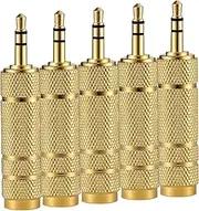tunghey 1/4'' to 3.5mm Stereo Headphone Adapter for Audio Connector Cable, 3.5mm(1/8'') Plug Male to 6.35mm (1/4'') Jack Female Stereo Adapter for Headphone, Amp Adapter 5Pack