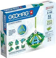 Geomag - Classic Panels 52 Pieces- Magnetic Construction for Children - Green Collection - 100% Recycled Plastic Educational Toys, Multi-Colour (471)