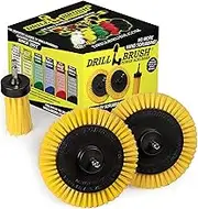 Tile and Grout Cleaning Drill Brush Set - 3 Pack Drill Brush Power Scrubber Cleaning Brush Yellow Medium Stiffness - Shower Floor Scrub Brush for Drill - Bathroom Scrub Brush for Drill