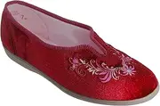 [Sleepers] Womens/Ladies Dolley V Throat Embroidered Slippers (UK Size: 7 UK) (Wine)