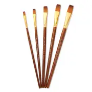 5Pcs Nylon Wool Paint Brushes Wood Handle Oil Painting Brush Gouache Acrylic Oil Painting Brush