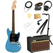 Squier by Fender Sonic Mustang HH LRL CAB with VOX amp, 11-piece beginner's set