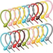 20 Pieces Colorful Silicone Bag Clips - Reusable Rubber Twist Ties for Bread, Cables, Cords - All-Purpose Household Snake Ties and Sealing Clips