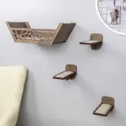 Bundle Cat Bed + 3 Cat Wall Steps Wall Mounted Floating Cat Shelf With Cushion