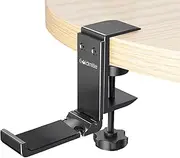 Aluminum Headphone Stand Hanger Foldable with Cable Clip - Goldmille Headset Holder Clamp Hook Under Desk, Save Your Space While Working & Gaming