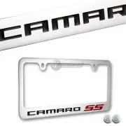 CHEVROLET CAMARO SS Chrome Brass Metal License Plate Frame with Chrome Caps NEW (for: Chevrolet)
