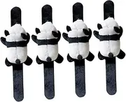 FOYTOKI 4pcs Adorable Cartoon Panda Plush Slap Bracelets for Soft and Gentle Party Favors for School Events and Celebrations Fun Wristbands for Boys