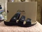 Womens Clarks Collection Laurieann Nora Leather Sandals Black US Size 7W