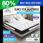 STARRY EUCALYPT Mattress Euro Top Foam Bed Single Size Bonnell Spring 18cm