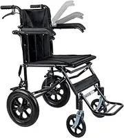 Carbon Steel Folding Manual Wheelchair All Terrain Portable Sport Wheelchair Aircraft-accessible Lightweight Transport Wheelchair, Support 260 Lbs
