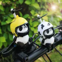 在飛比找蝦皮購物優惠-Flytop熊貓頭盔摩托車車把裝飾自行車電動可愛卡通帶頭盔螺