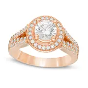 1.63 CT. T.W. Natural Diamond Antique Vintage-Style Split Shank Engagement Ring in Solid 14K Rose Gold