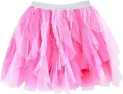 [ANIMQUE] Baby Toddler Girls Skirt Graduated Irregular Mini Skirt Tulle Skirt Tutu Princess Skirt Child Ballet Skirt with Elastic Waistband Cute Lovely
