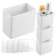 Pcs Wall Mounted Organizer Non-Drilling Adhesive Floating Shelf White Wall 4
