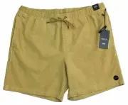 Men's RVCA Elastic Escape Cord Shorts XXL 2XL Yellow Corduroy NEW 17" Stretch