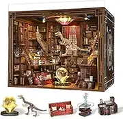 DIY Book Nook Kit: 3D Wooden Puzzle Shelf Insert with LED Light - Miniature Dollhouse Bookend Decor for Adults and Teens - Creative Gift(Beyond Library Max)