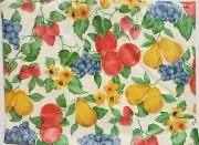 Superior Tablecloth Vinyl Flannel Back, 52" x 52" SQUARE (4 ppl) FRUITS, bright