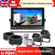 7''Dual Split Monitor+2x AHD 1080P Backup Camera DVR System For Trailer Truck RV