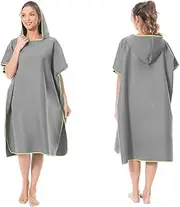 Mokani Microfiber Surf Poncho, Hooded Pool Swim Beach Towel, Wetsuit Changing Bath Robe, Absorbent & Quick Dry, Fits Women Men Adults