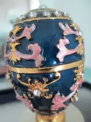 53021 EGG OF SAPPHIRE ~ ENAMEL & CRYSTAL WINE STOPPER