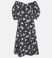 [Polo Ralph Lauren] Polo Ralph Lauren Floral linen midi dress AU 6 black