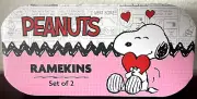 Peanuts Snoopy & Charlie Brown Hearts Set Of 2 Ramekins Valentine's Day New