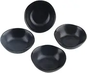 XinHuiGY Matte Ceramic Dipping Sauce Dishes,Black Sushi Soy Sauce Dipping Bowls Appetizer Plates with Irregular Edge Side Dish for Kitchen Home Housewarming (Black)
