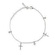 Culturesse Adina Fine Diamante Cross Rhodium Plating Silver Charm Bracelet