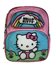 Sanrio Hello Kitty Rainbow 12" Toddler Pink School Backpack With 2 Mesh Pockets