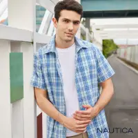 在飛比找momo購物網優惠-【NAUTICA】男裝 吸濕排汗格紋短袖襯衫(藍色)