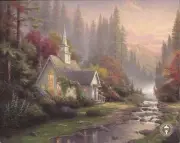 Thomas Kinkade, "THE FOREST CHAPEL" Two (2) Postcards NEW