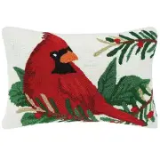 C&F Home Cardinal Mistletoe Hooked Throw Pillow 22 x 14 Inches