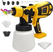 Fence Paint Sprayer Compatible with Dewalt 18V Battery, Cordless HVLP Paint Spray Gun with 3 Copper Nozzles and 3 Patterns for Sheds, Walls, Ceiling, Cabinets, Doors (Battery Not Included)