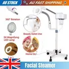 2 in 1 Stand Facial Steamer 5X Magnifier Lamp LED Beauty Salon Spa Equipment AU