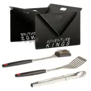 Kings Portable Steel FirePit + BBQ Tool Set Cooking Grill Camping Outdoor Picnic