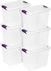 6-Pack Clearview Latch Box, Stackable Storage Organizer Bins for Home, 27 Quart