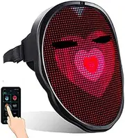 [Gugxiom] Face Transforming LED Mask, Electronic Changing Face Cover with Bluetooth App, Programmable and Adjustable Light Effect, for Halloween, Christmas