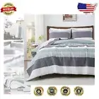 Modern Lightweight Striped Quilt Set King - Patchwork Comfort for All Seasons