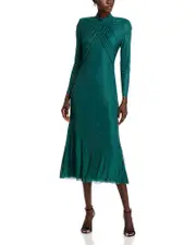 Self-Portrait Rhinestone Mesh Midi Dress