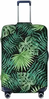 [CADREWY] transparent palm leaf pattern Print Travel Suitcase Cover Luggage Protector with Elastic Anti Scratch for Carry On, Black, Large