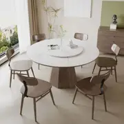 Yezo Ceramic Round Dining Table/Lazy Susan/Solid Timber Base/Glossy Fish-belly White Top