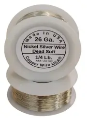 26 Ga Nickel Silver Round Wire 1/4 Lb. 275 Ft. Spool ( Dead Soft ) Made In USA