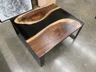 Black Epoxy Square Coffee & Wooden Resin Table Top, Sofa Center Table Furniture