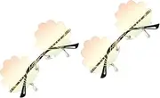 jojofuny 2pcs Sunglasses Party Glasses Heart Frameless Glasses Heart Face Glasses Fancy Glasses Cloud Glasses Shell Party Eyeglasses Retro Glasses Party Eyewear Men and Women Beach Hawaii