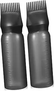 Happyyami 2Pcs Hair Oil Applicator Bottles with Root Comb Lightweight Washable Squeeze Bottles for Hair Dyeing and Dry Cleaning Scale for Precision Control