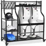 Golf Bags Storage Garage Organizer - Golf Bag Organizer Rack & 4 Removable Hooks